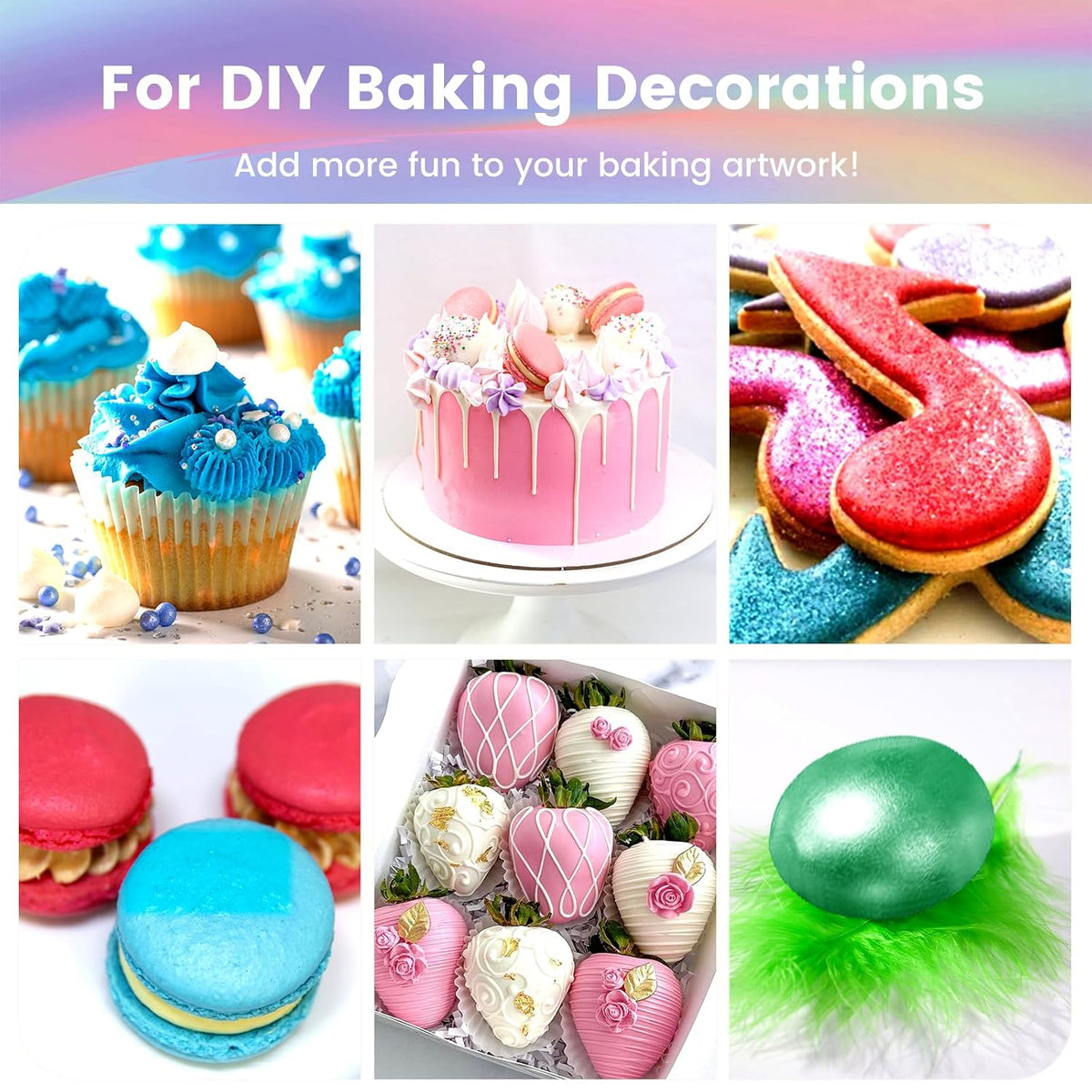 5 Colors Edible Glitter Set, Food Grade Edible Glitter for Drinks, Flavorless Luster Dust Shimmer Powder for Baking, Cakes, Cocktails, Beverages, Strawberries, Cookies, Candies, Fondant (5g/Bottle)