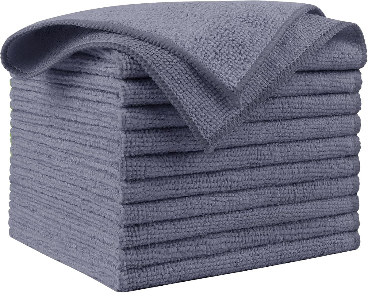 AIDEA Microfiber Cleaning Cloth Grey 10PK, Microfiber Towels 12"×12"