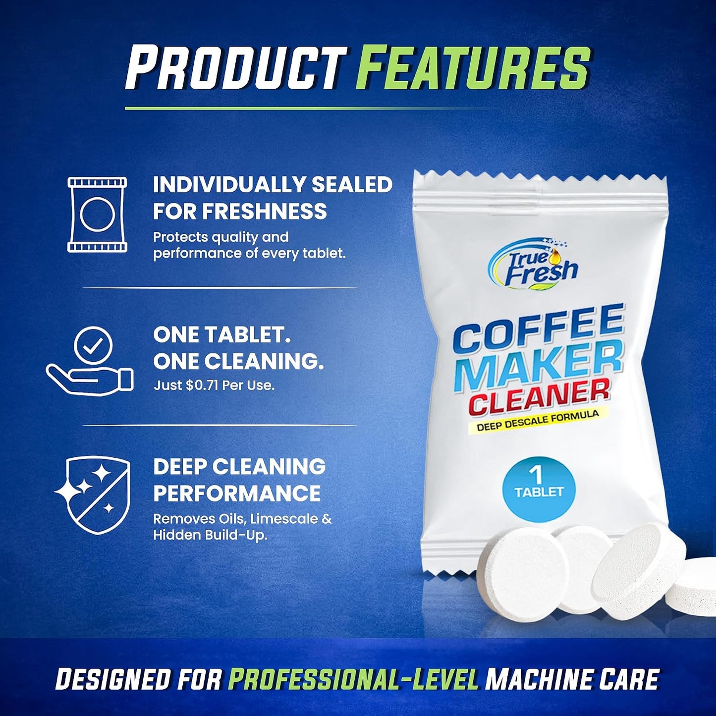 Coffee Maker Cleaner Tablets 25 Count, Coffee Machine Cleaner 1 Yr Supply | Removes Limescale, Mineral &amp; Oil Buildup, Coffee Pot Cleaner and Descaler for Keurig, Nespresso, Ninja, Breville and DeLonghi