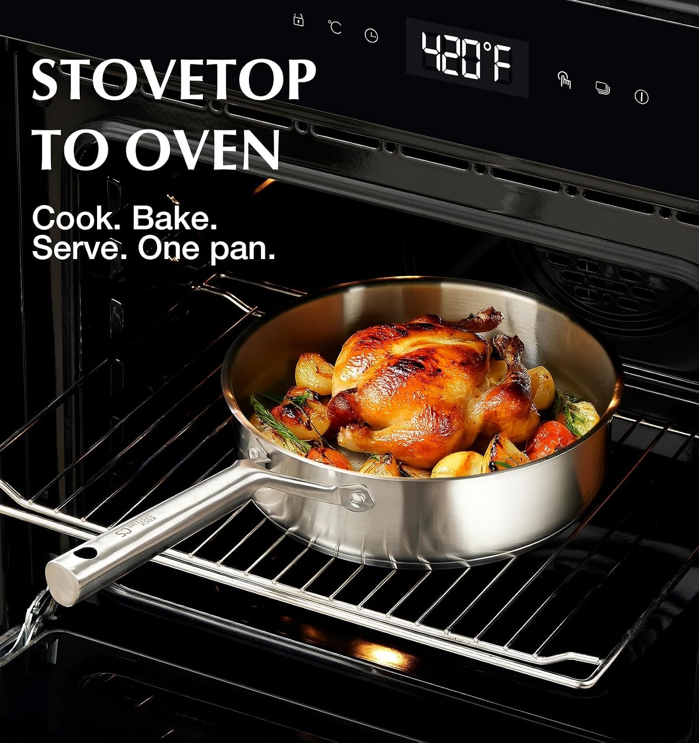 KOCH SYSTEME CS Stainless Steel Cookware Set 17 Piece with 5 Layer Base, Professional 18/10 Stainless Steel Pots and Pan