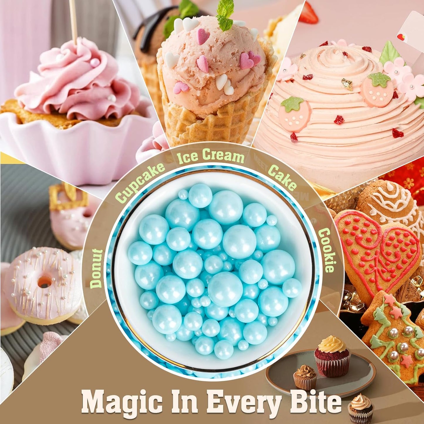 Twisweet Blue Sprinkles 130g, Edible Pearl Sprinkles for Cake Decorating | Blue sugar pearls, cake decorations &amp; cake toppers for cupcakes, cookies, ice cream, baby showers, birthdays &amp; winter cakes