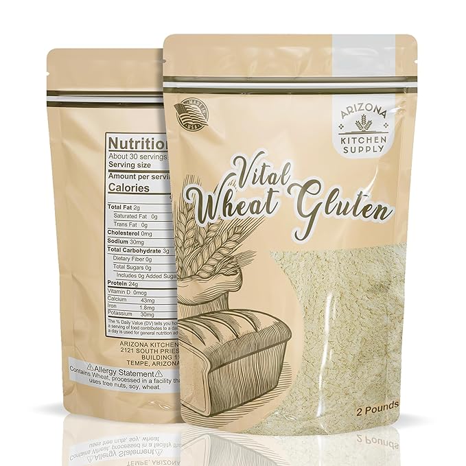 2.2 lb Vital Wheat Gluten | High-Protein, All-Natural Wheat Protein for Bread, Pizza Dough, Seitan, and More | Vegan & Keto-Friendly Baking Essential by Arizona Kitchen Supply