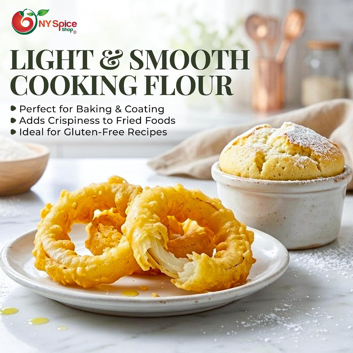 NY Spice Shop Rice Flour - 3 Pound All Natural White Rice Flour for Sourdough Bread - White Rice Grain Flour for Baking