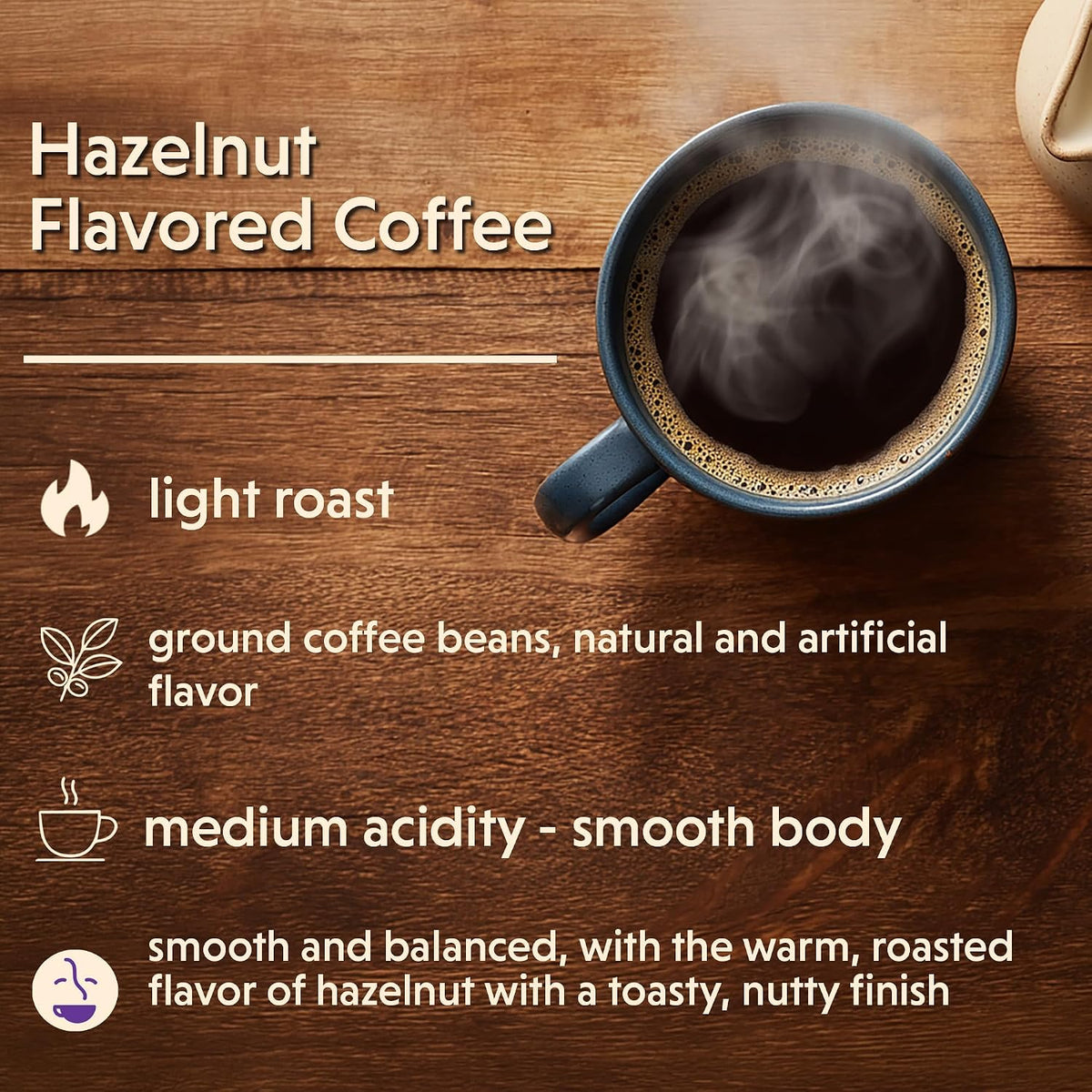Coffee Bean Direct Hazelnut Flavored, Ground Coffee, 5lb Bag | Light Roast, Gourmet Flavored Coffee, Ground for Drip or Pour Over