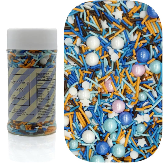 Dynastang Blue & Orange & White Sprinkles Mixed Style Edible Cake Decorations Cupcake Toppers Cookie Perfect for Cakes