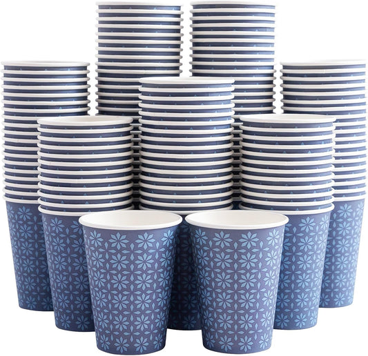 240 Pack 12 oz Disposable Paper Cups, Hot/Cold Beverage Paper Drinking Cups, Navy Floral Paper Coffee Cups 12 oz for