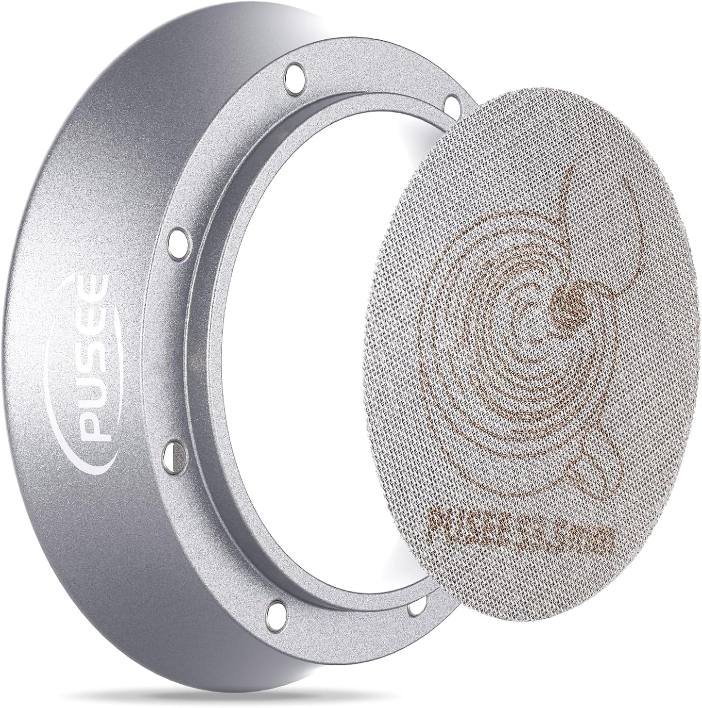 PUSEE Espresso Dosing Funnel & Puck Screen, Magnetic Coffee Dosing Ring Aluminum Metal, Reusable 1.7