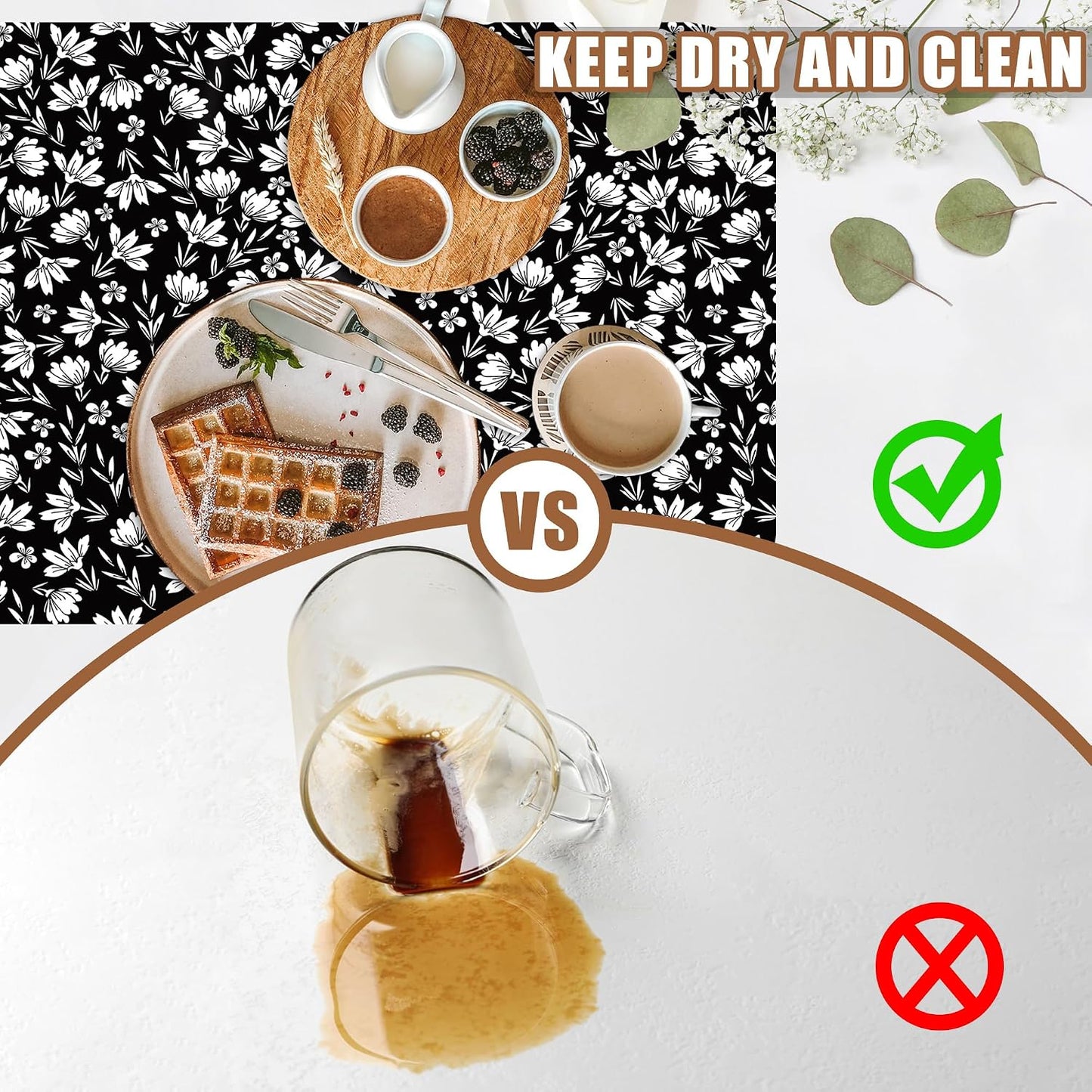 Black and White Flowers Dish Drying Mat for Kitchen Counter Coffee Bar Mat Hide Stain Absorbent Rubber Backed Drying Rack Pad Espresso Machine Coffee Bar Accessories 11.8 x 19.7 Inch