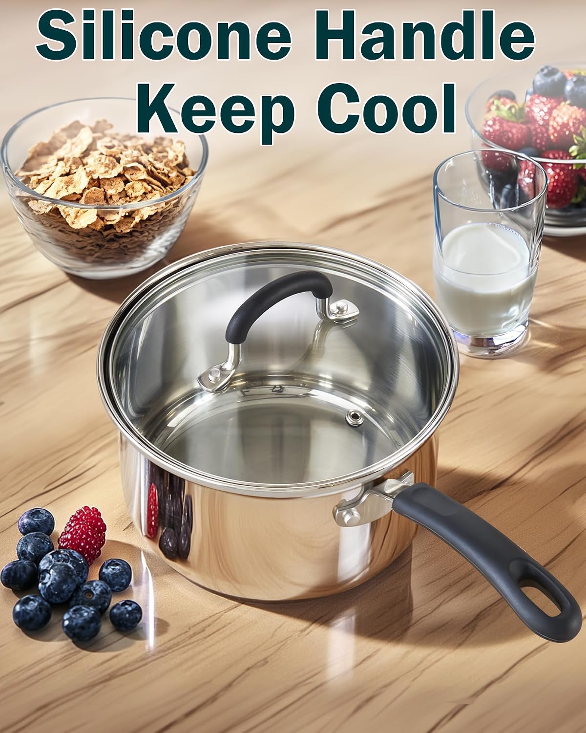 Cook N Home Professional Stainless Steel Cookware Set, 10-Piece | Pots and Pans Kitchen Cooking Set with Stay-Cool Handl