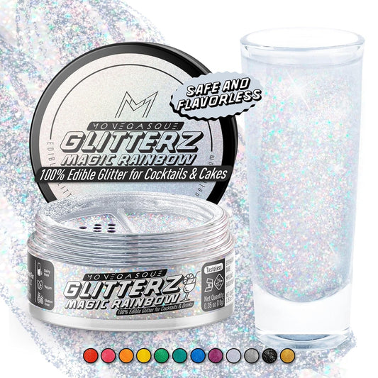 MONÉGASQUE Magic Rainbow Edible Glitter for Drinks 10g – Edible Glitter for Cakes & Cocktails – Cocktail & Drink Shimmer