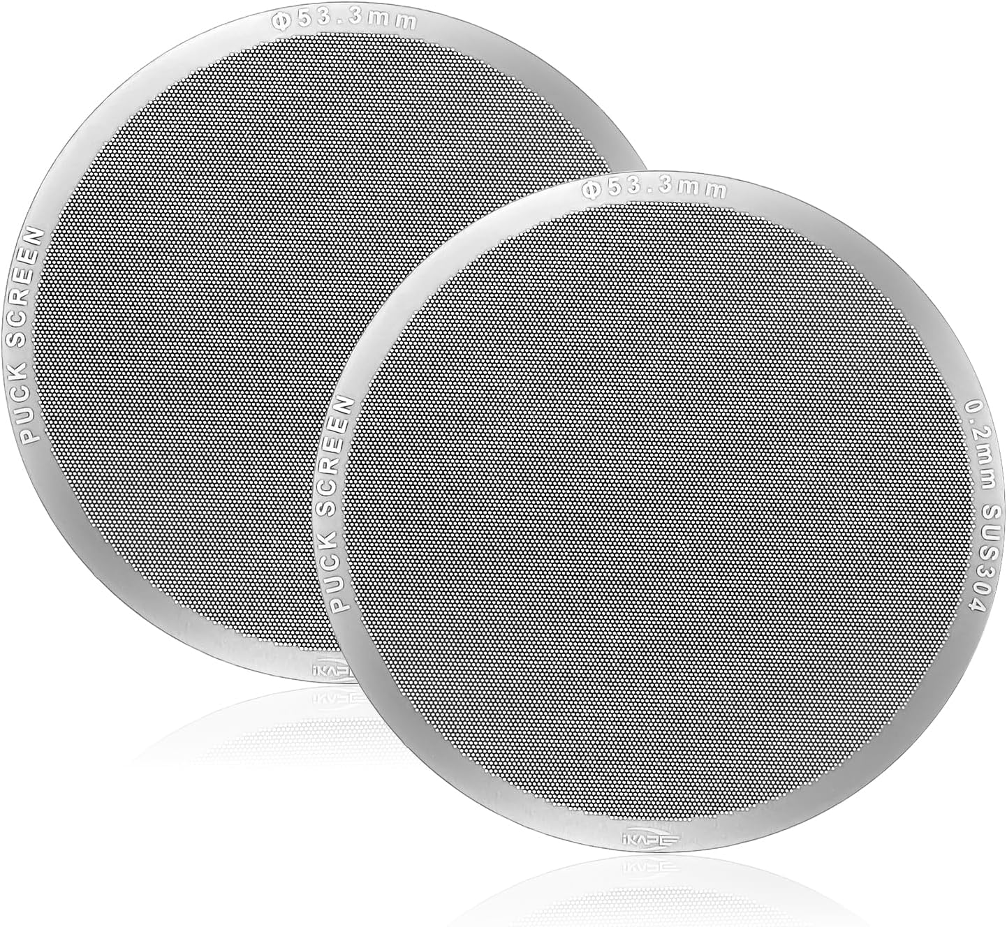 IKAPE 53.3mm 2pc Espresso Puck Screen, 0.2mm Thickness, Reusable Metal Ultra-thin & Ultra-light Coff