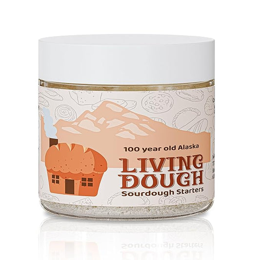 Living Dough -100 Year Old Alaska Sourdough Starter Culture - Active & Live Organic Sourdough Starter for Baking - For