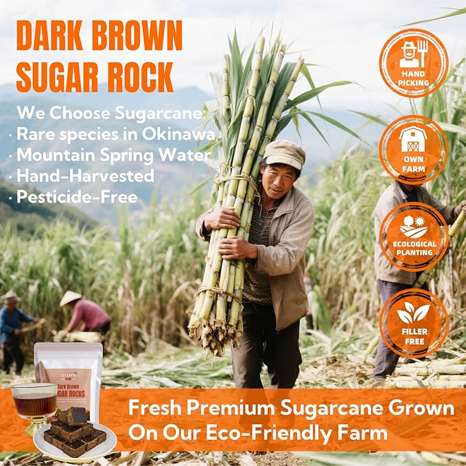 Traditionally Crafted Dark Brown Sugar/Black Sugar,Brown Sugar Cubes (10.58oz/300g) iIndividually Wrapped - All-Natural & Additive-Free,Dissolves Completely for Coffee, Tea & Baking