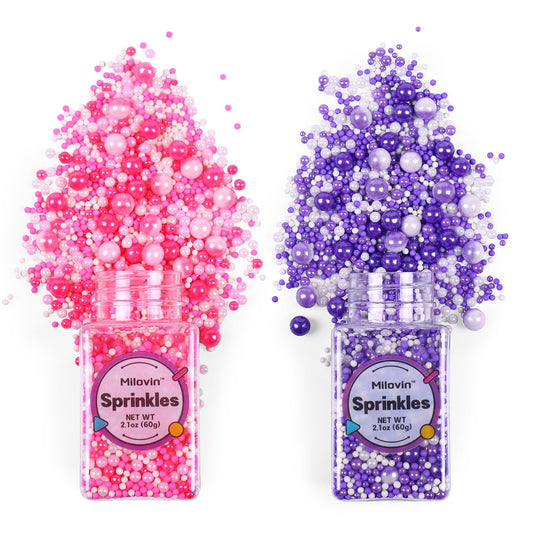 Pink and Purple Sprinkles, Edible Pearls, Pink Pearls, Purple Pearls, Edible Pearls for Cake Decorating, Cupcakes, Cookies,
