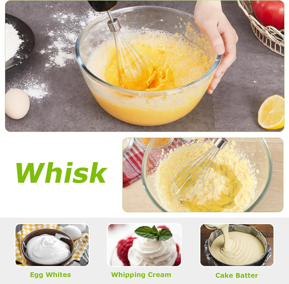 Bonsenkitchen Immersion Blender with Food Processor, 20 Speeds &amp; Turbo Mode | 4-in-1 Emulsion Hand Blender, Egg Whisk, 24 oz Beaker &amp; Chopper Bowl, Portable Hand Mixer for Smoothie, Soup, Baby Food