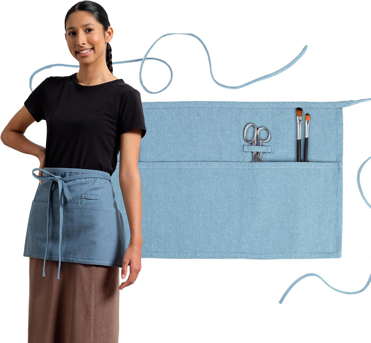 Chef Waist Aprons for Women with Pockets, Adjustable Cooking Aprons