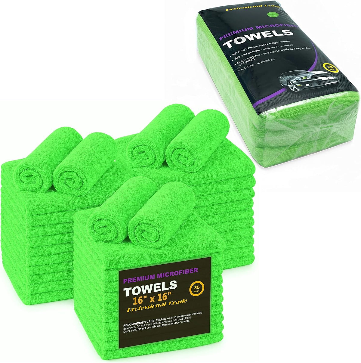 Green Large Microfiber Cleaning Towels