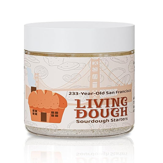 Living Dough - 233 Year Old San Francisco Sourdough Starter Culture - Active & Live Organic Sourdough Starter for Baking -