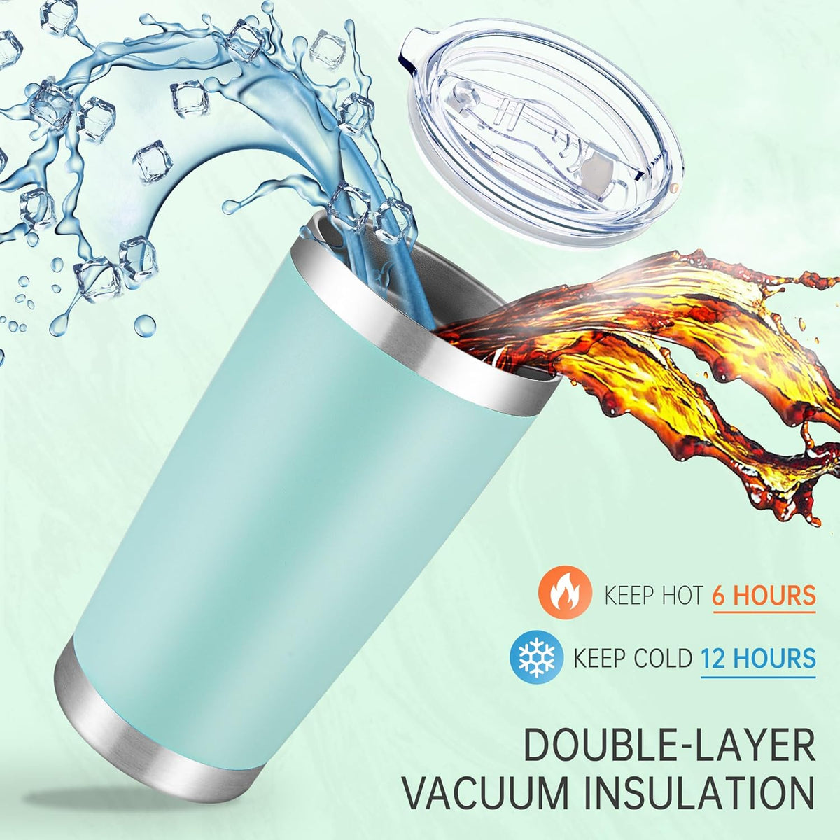 20 oz Tumblers Bulk Stainless Steel Tumbler with Lid Double Wall Vacuum Insulated Coffee Mug 20oz Powder Coated Cup for Hot and Cold Drinks, Turquoise, 6 pack
