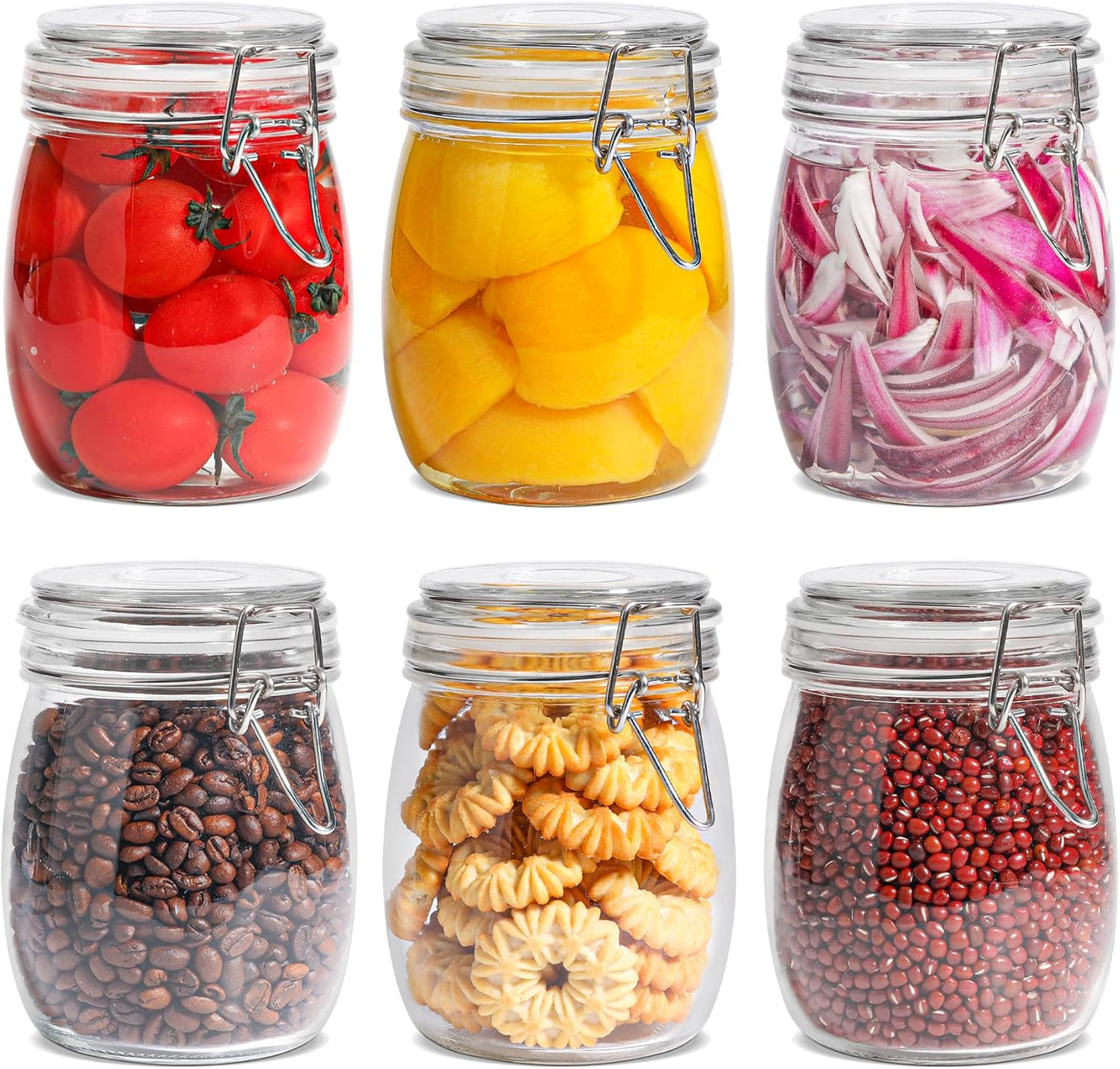ComSaf Glass Mason Jars with Airtight Lids 25oz 6 Pack Pickling Pantry