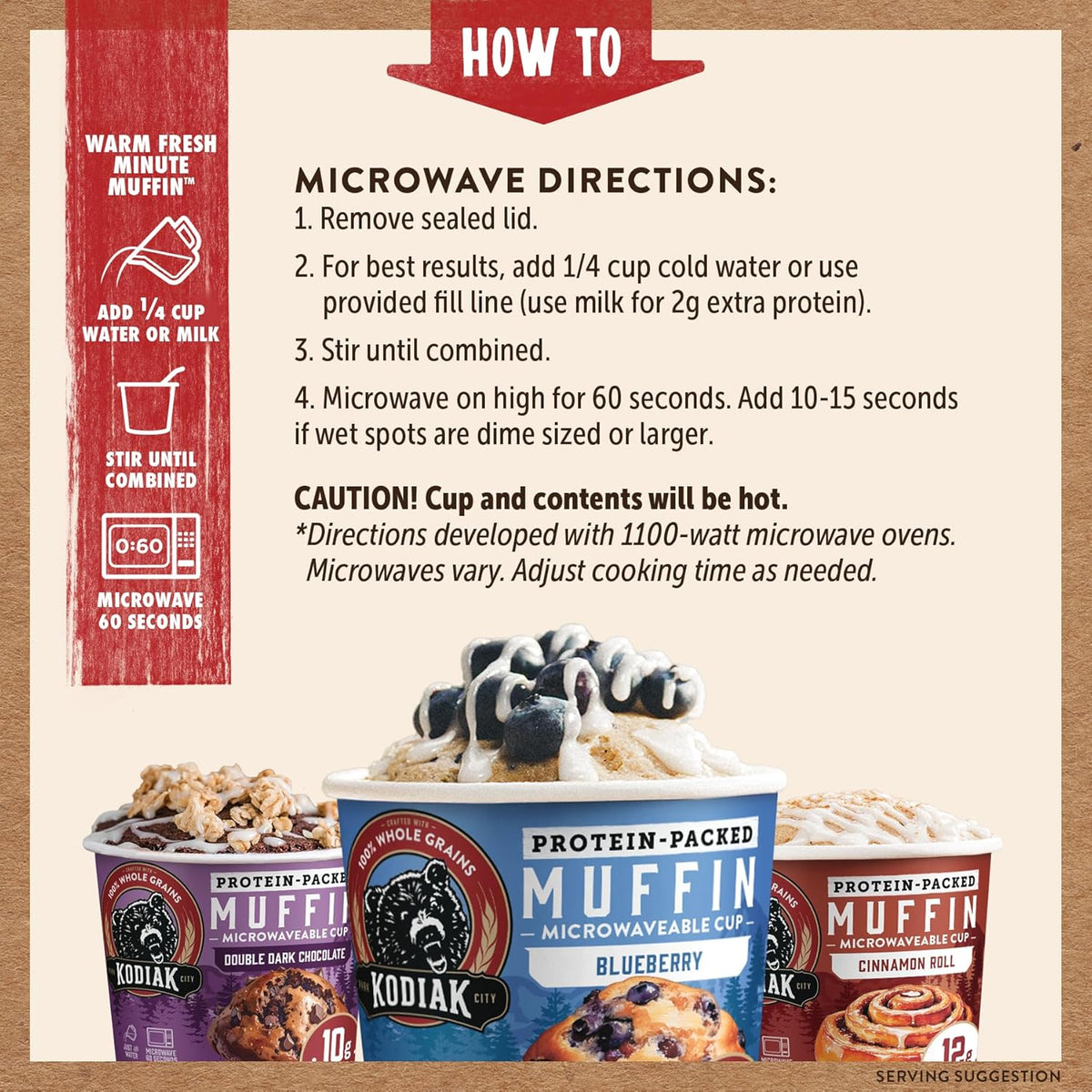 Kodiak Cakes Minute Muffin Cup Variety Pack - 100% Whole Grains