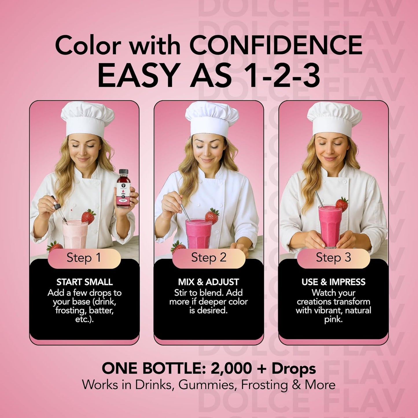 Dolce Flav Natural Pink Food Coloring – 2 oz Plant-Based Color from Beetroot with Graduated Dropper, Water-Soluble Liquid Dye for Baking