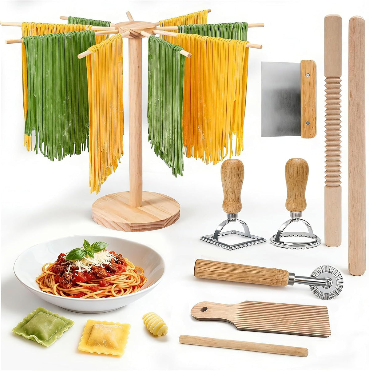 9 PCS Pasta Making Tools Set with Pasta Drying Rack