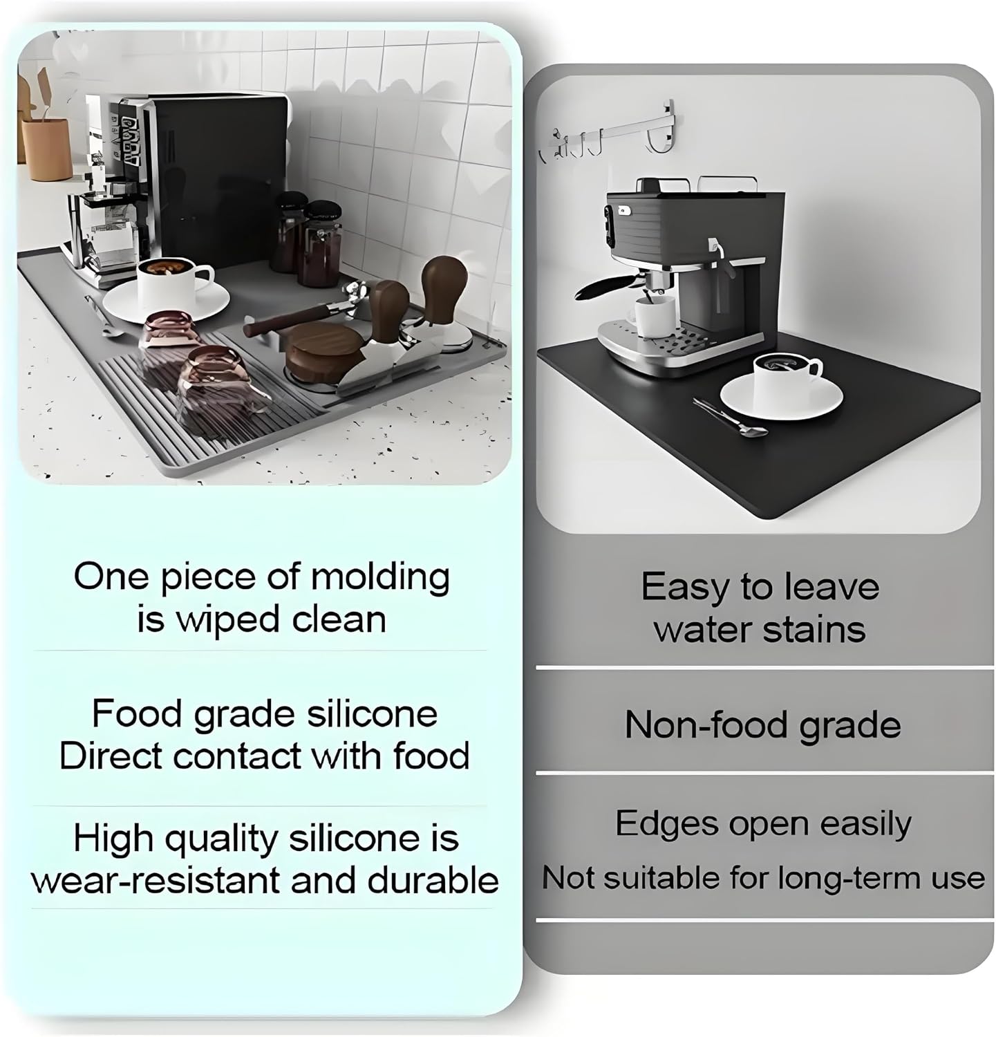 Silicone Coffee Mat for Ninja Luxe Espresso Machine ES601&amp;S701 and Most Home Espresso Machines, 23.5''x15.7'' Anti-Slip Heat-Resistant Coffee Bar Mat for Ninja luxe Cafe Accessories-Gray