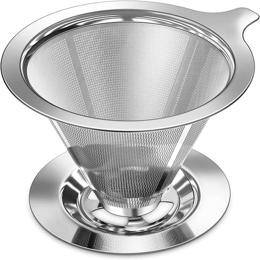 Pour Over Coffee Dripper, Slow Drip Paperless Coffee Filter, Pour Over Coffee Maker for 1-2Cups Brew, Double Mesh Design of