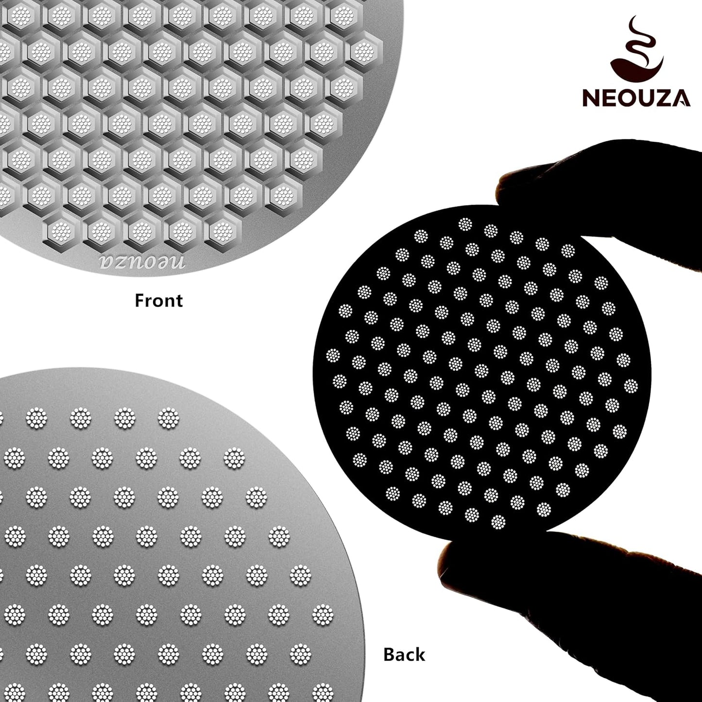 NEOUZA V4 Espresso Puck Screen 0.8mm Thickness Honeycomb Mesh Double Layer Black Protective Coating for Coffee Portafilter Basket (2, Silver, 51mm)