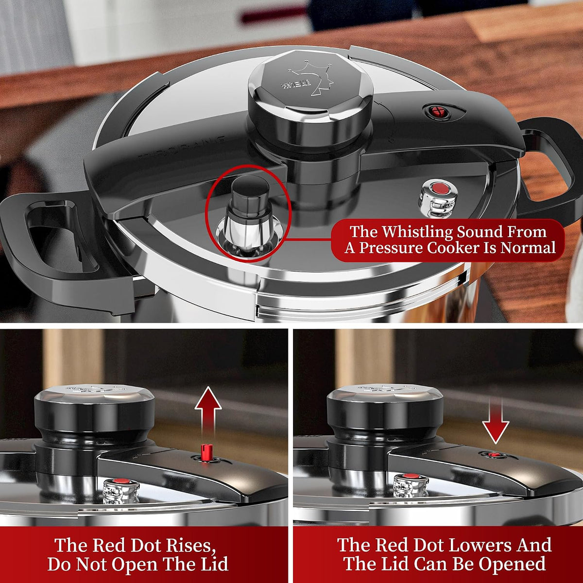 TIBORANG 8.5 QT Stainless Steel Pressure Cooker, [Multi-Cooker for Gas & Induction Stove] [Saves 70% Cooking Time] [One-Hand Operation], Family Size for 3-5 People, Olla de Presion