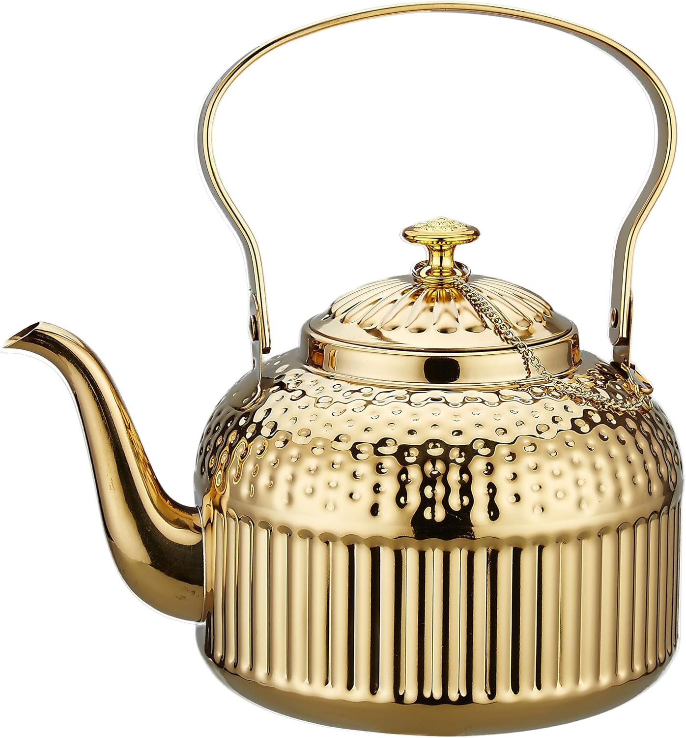 SANQIAHOME Antique 1.8L (60 Oz) Stainless Steel Teapot with Infuser Gold