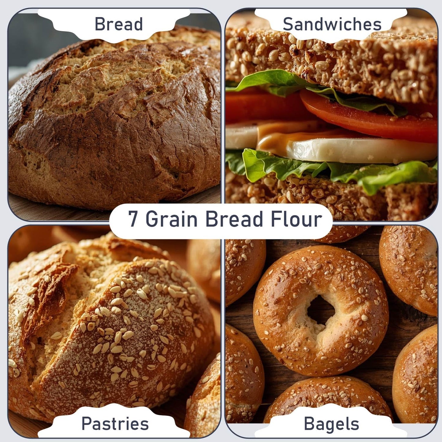 Great River Milling Organic 7 Grain Bread Flour, 5 lb | Organic 7 Grain Bread Flour with wheat, rye, oats, corn, barley, millet and flaxseed for breads, rolls and multigrain baking