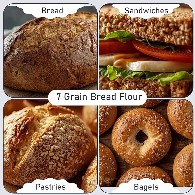 Great River Milling Organic 7 Grain Blend Bread Flour | Unbleached & Unbromated | Non-GMO, Kosher Certified | Hearty Multi-Grain Flour for Breads, Muffins & Everyday Baking | 5 Lb