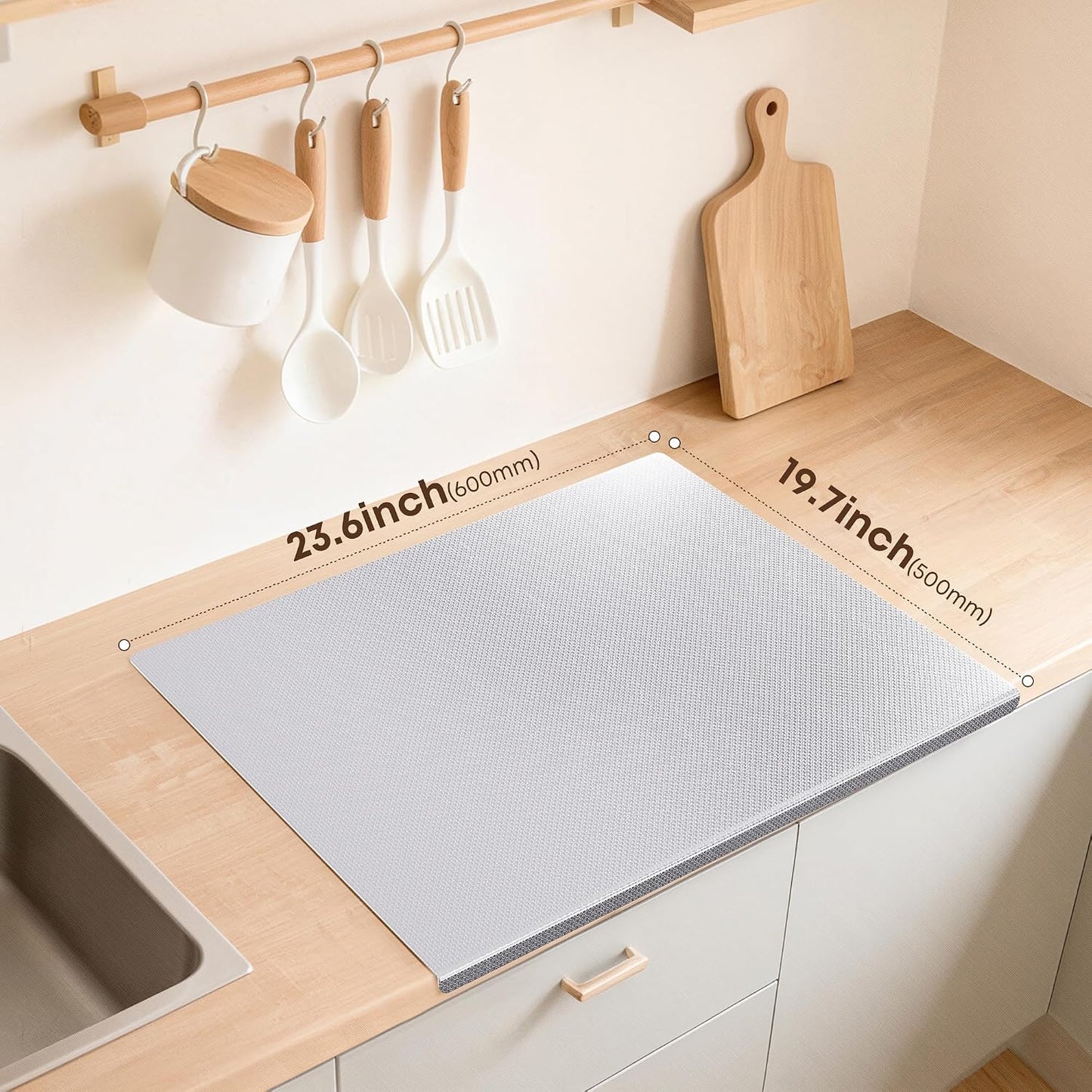 KORVOS Stainless Steel Cutting Board, 304 Stainless Steel Cutting Boards for Kitchen, Upgraded Anti-Scratch &amp; Anti-Slip Surface, Large Metal Board for Meat Fruits Vegetables Baking, 23.6" x 19.6"
