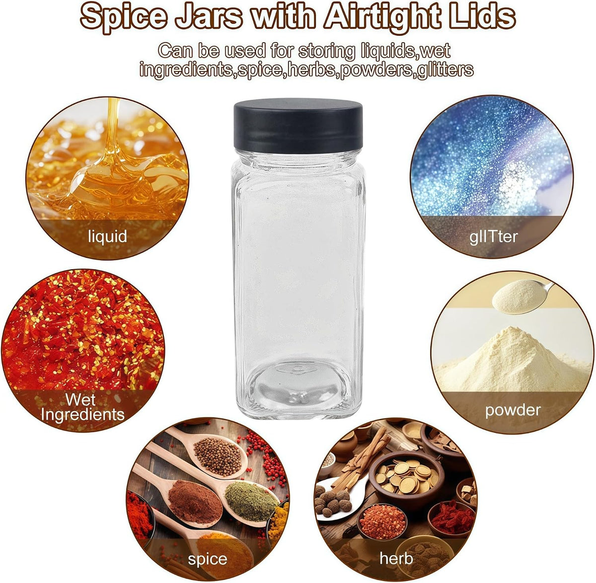 36 Spice Jars with Labels, 4 oz Seasoning Jars for Cabinets, Drawers, Racks