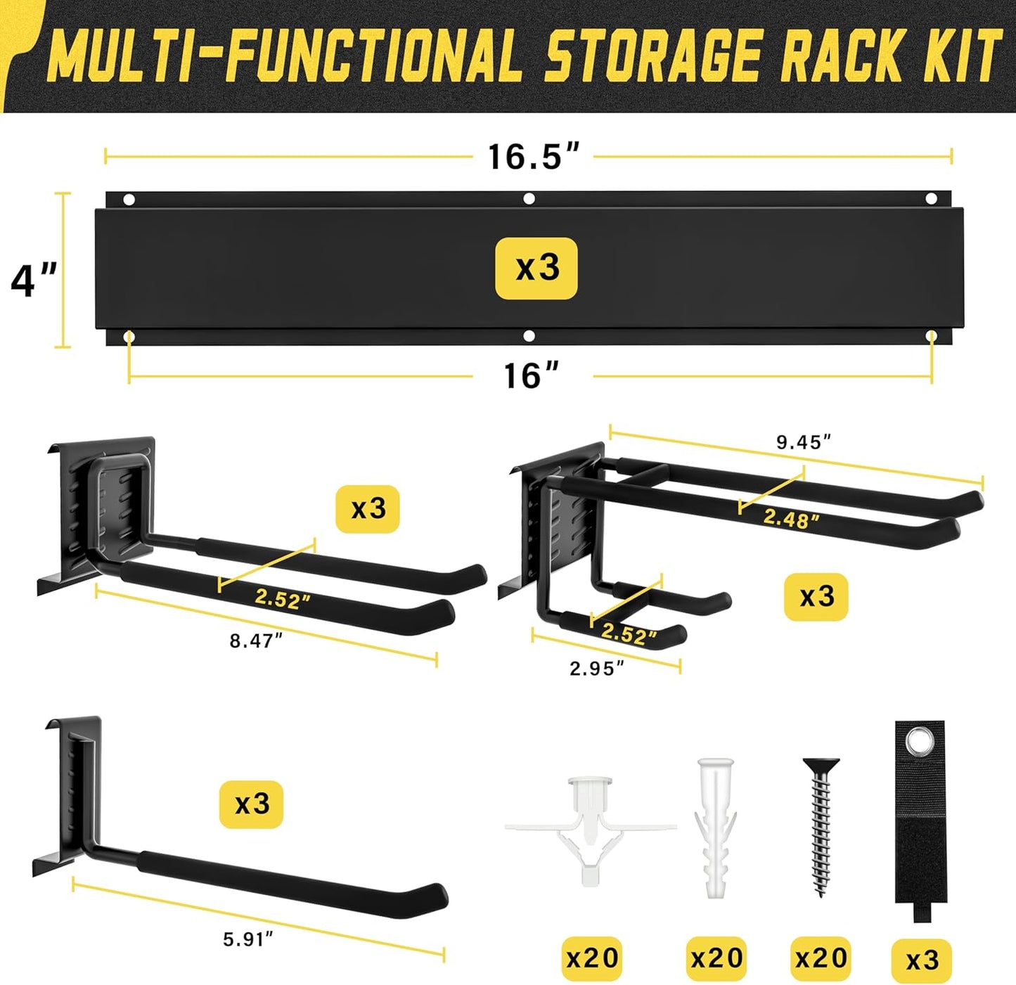 klasit Garage Wall Organizer,15Pack Carries 675 lbs,Garden Tool Organizer