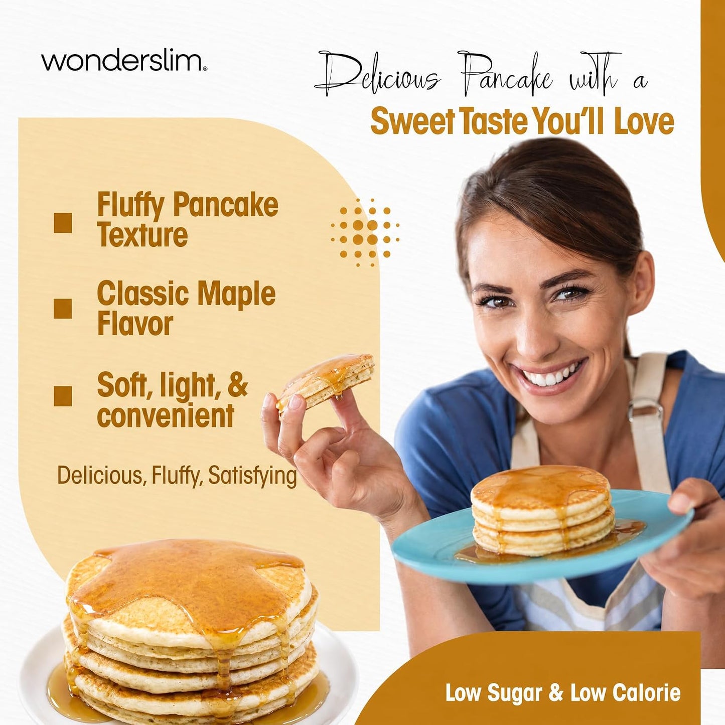 Wonderslim Protein Pancake &amp; Waffle Mix, Low Calorie, 7ct (Original Flavor)