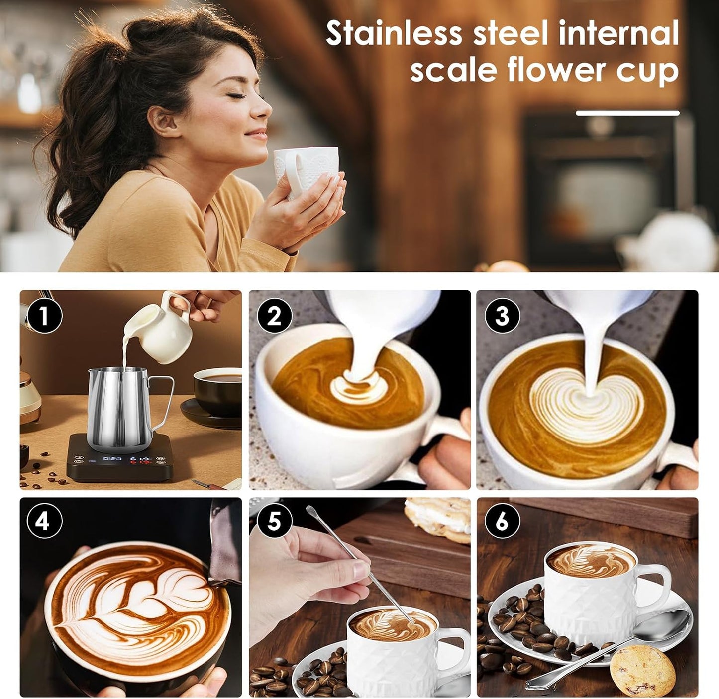 32oz Stainless Steel Milk Frothing Pitcher with Measurement Marks &amp; Art Pen