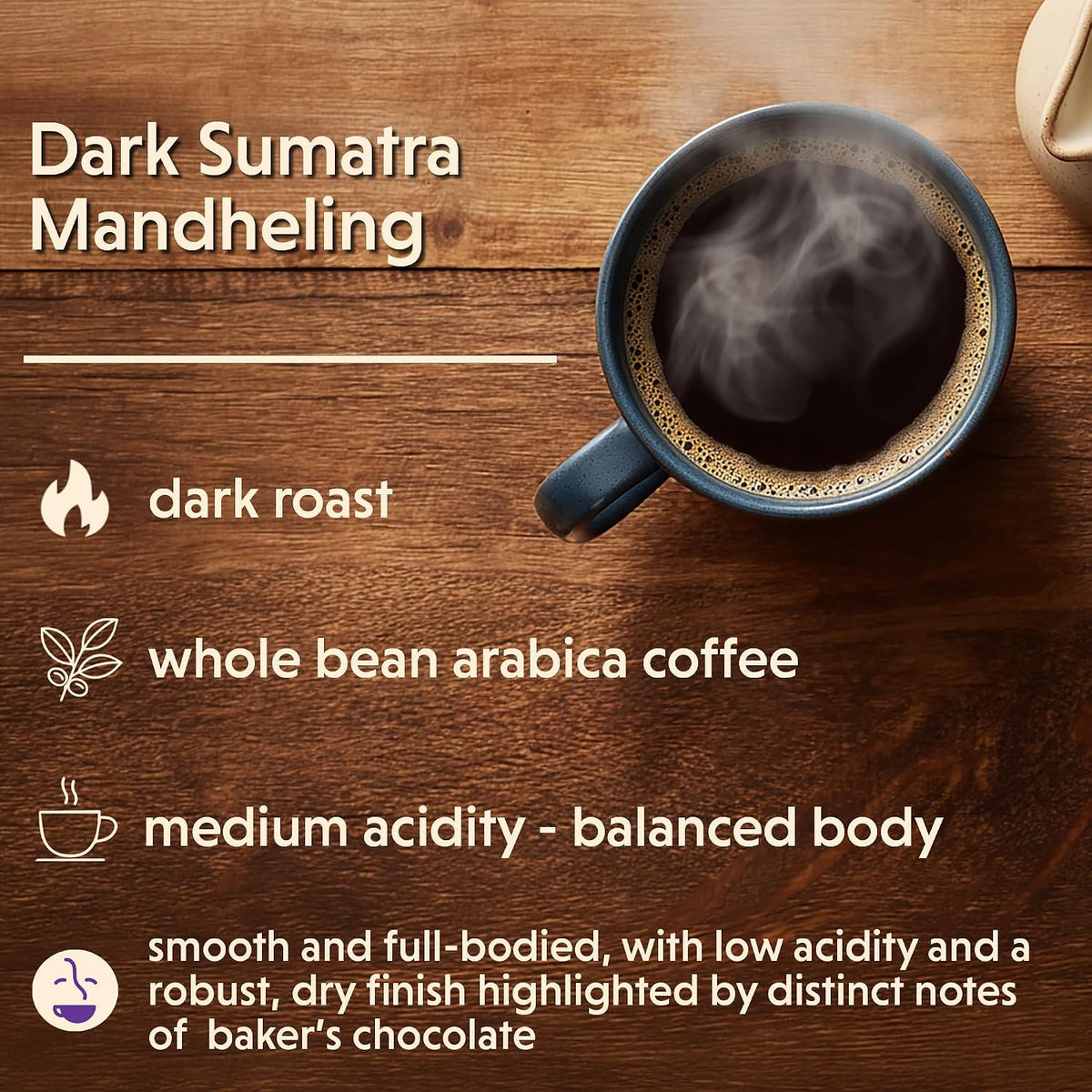 Coffee Bean Direct Dark Sumatra Mandheling, Whole Bean,2.5lb Bag | Dark Roast, Single Origin Arabica Coffee Beans
