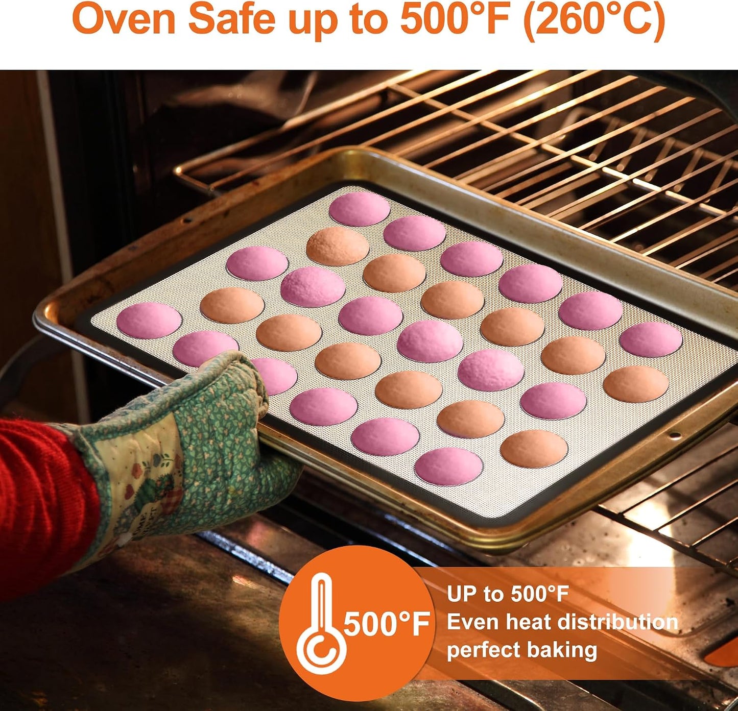 HOOMIL Macaron Silicone Baking Mats, 13 x 9 Inch, 2-Pack