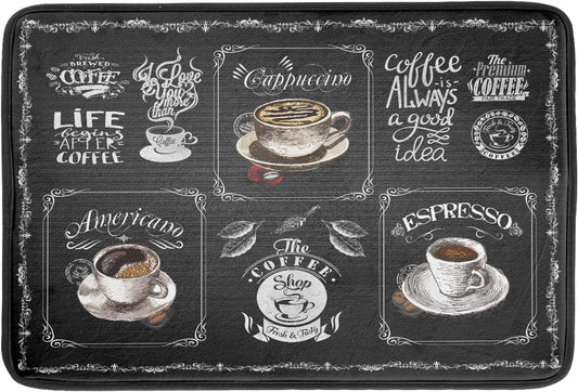 Coffee Bean Maker Dish Drying Mat for Countertops, 18x24 inch Absorbent Microfiber Espresso Cup Spill Mats Black Machine