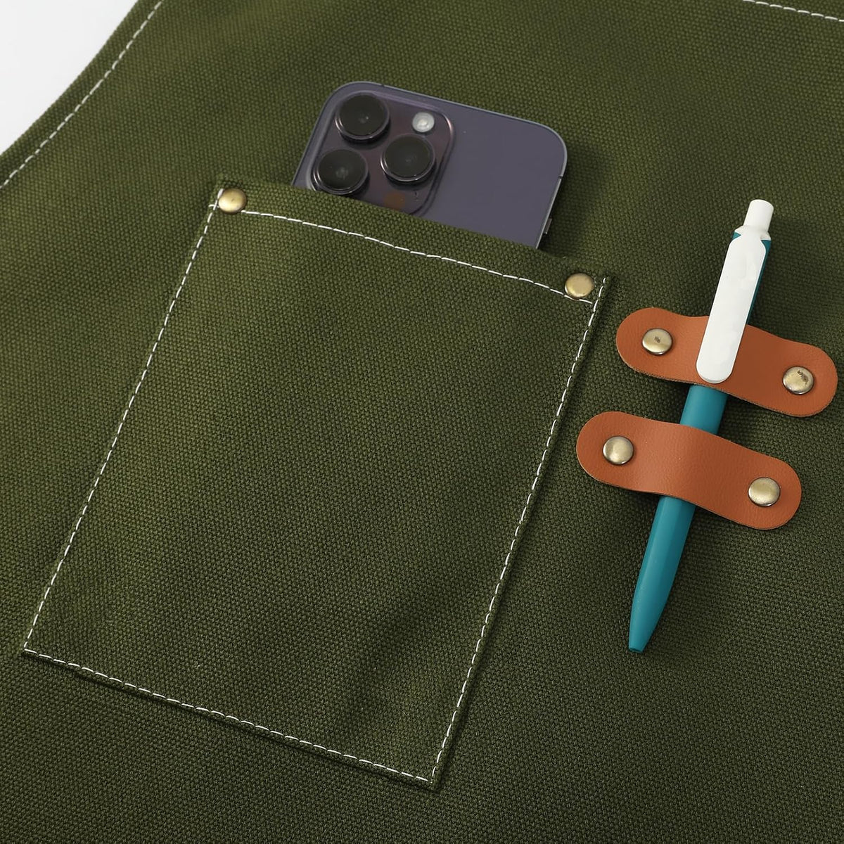 AFUN Chef Aprons for Men Women with Oversized Pockets, 16-Ounce Cotton Canvas Cross Back Heavy Duty Work Apron (Army Green)