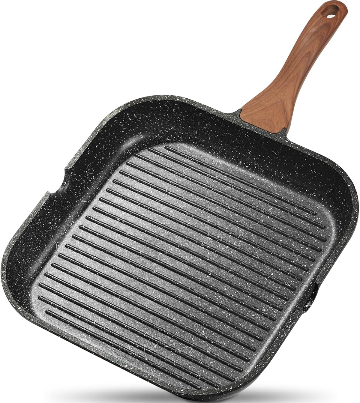 ESLITE LIFE 11 Inch Nonstick Grill Pan for Indoor Cooking, Versatile Induction Square Large Grilling Skillet Steak Pan for Stove Tops, PTFE & PFOA Free, Black