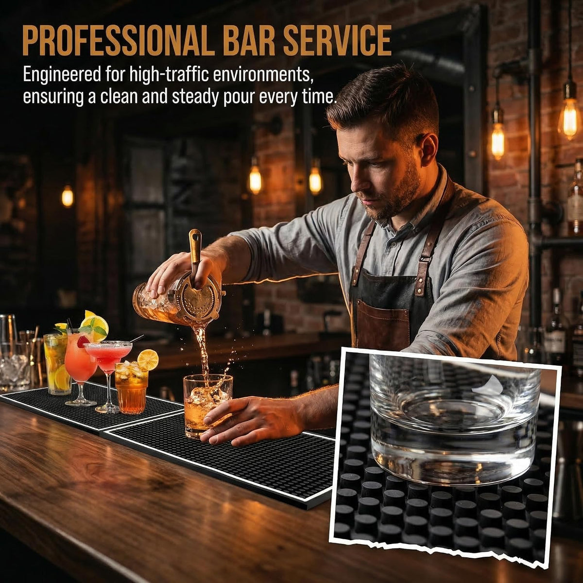 Jucoan 3 Pack Bar Mat for Countertop 18 x 12 Inch Rubber Non Spill Mat for Bartending Dish Drying Mat Coffee Bar Mat Home Bars Accessories
