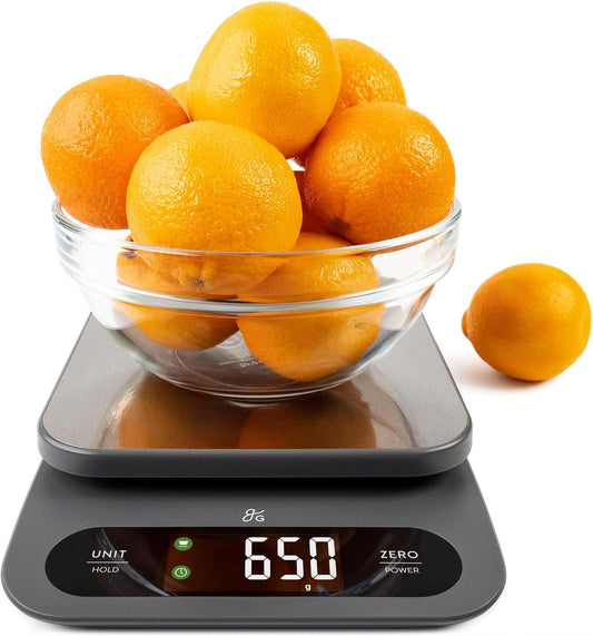 Greater Goods High Capacity Kitchen Scale, 10kg/22lb Capacity Food Scale for Bulk Cooking & Baking, Touch Controls, Hi-Def