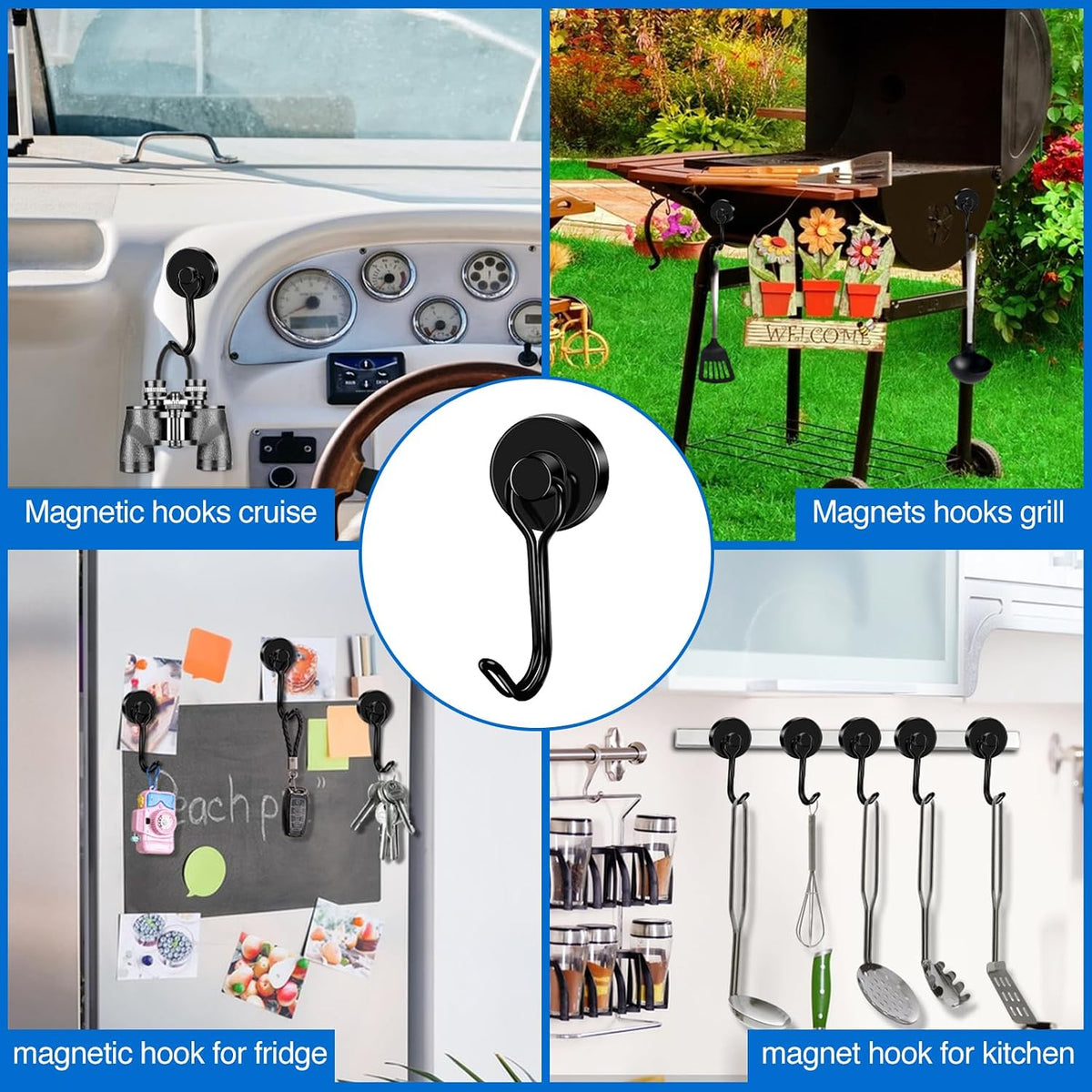 LOVIMAG Magnetic Hooks Magnet Hook for Cruise Cabins Fridge 80LBS 6Pack