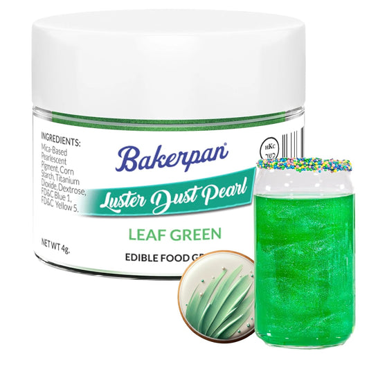 Bakerpan Pearl Luster Dust Edible, Leaf Green Edible Glitter for Cocktails, 4 Grams Edible Glitter for Cake Decorating,