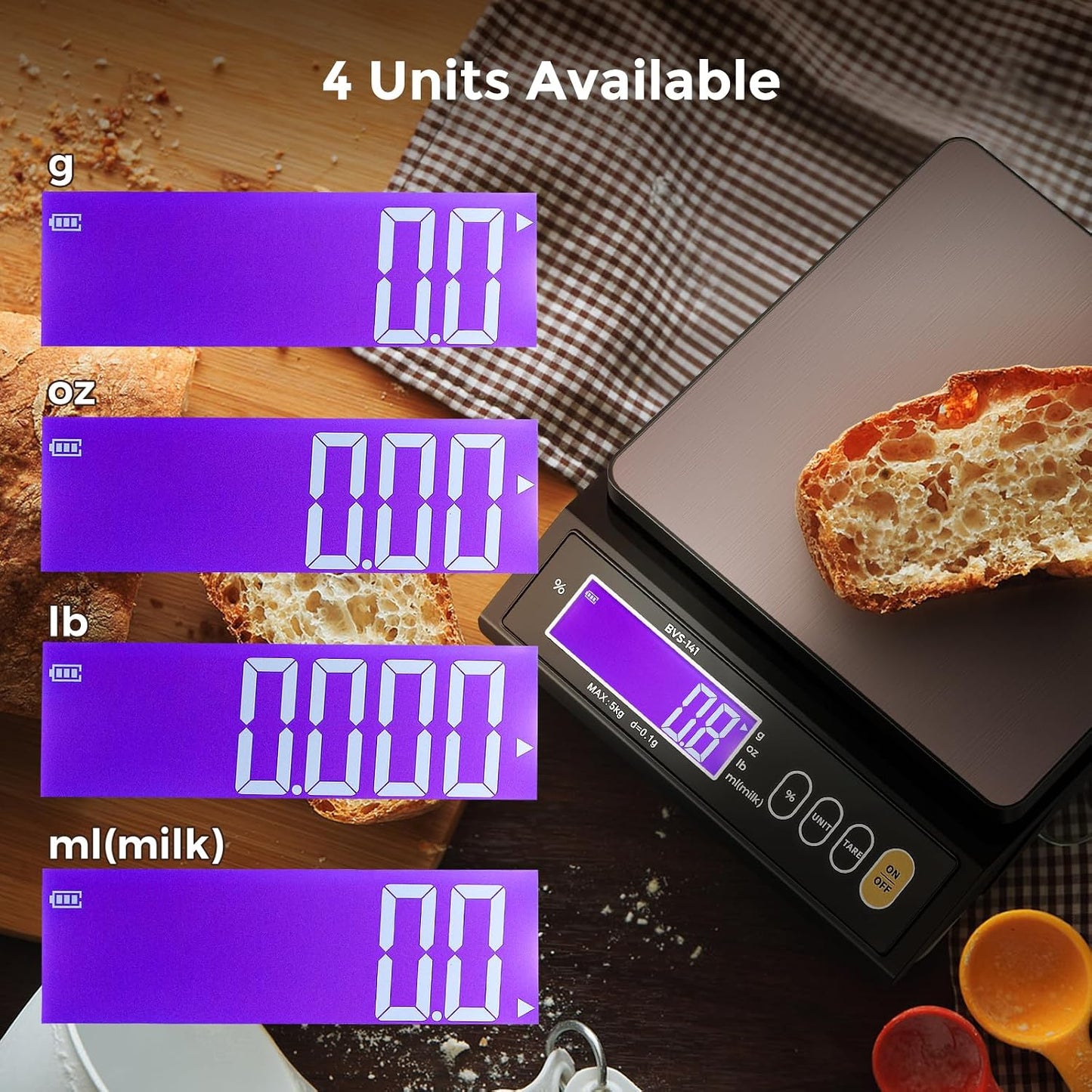 Baking Scale 0.1 Gram Accuracy Digital Scale for Kitchen, Candle, Soap and Sourdough Bread Making, with Percentage Weighing Function, Weigh in Grams, Pounds and Ounces (10 lb)