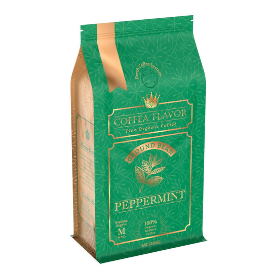 Flavored Ground Coffee – Peppermint, 100% Arabica, Single Origin, Medium Roast, USDA Organic, Naturally mint Flavored – by